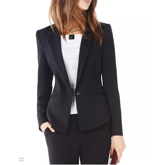 BCBGMaxAzria Bradd High Low Blazer Womens Size XS Black NWOT - Picture 1 of 14